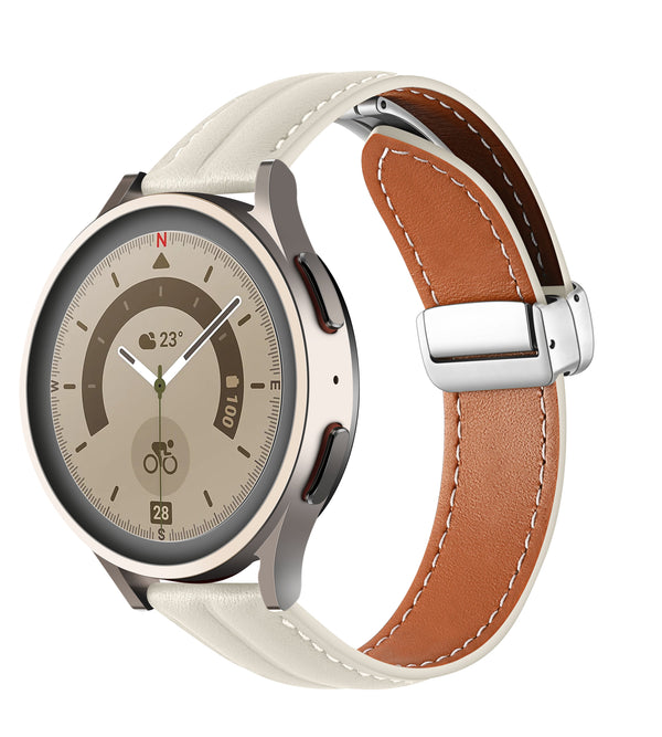 22 mm Quick Release Folding Magnetic Buckle Soft Leather Watch Band (LSBMSH-004)